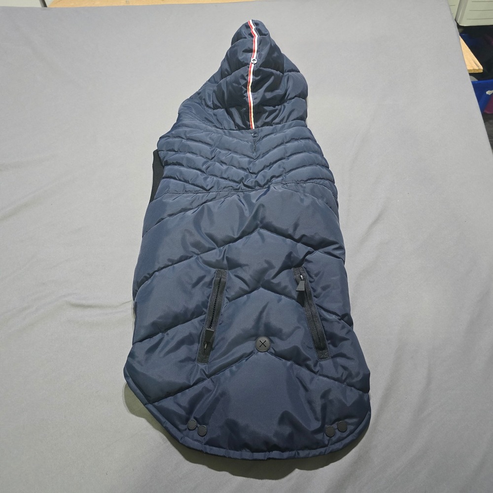 Pajar Pup Puffer Vest Dog XXL Navy Blue Quilted Fleece Lined Hooded P8N104F00X